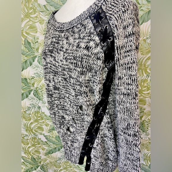Vintage Havana Sweaters - Vintage Havana Edgy Rocker Biker Knitted Sweater w Manufactured Holes Throughout